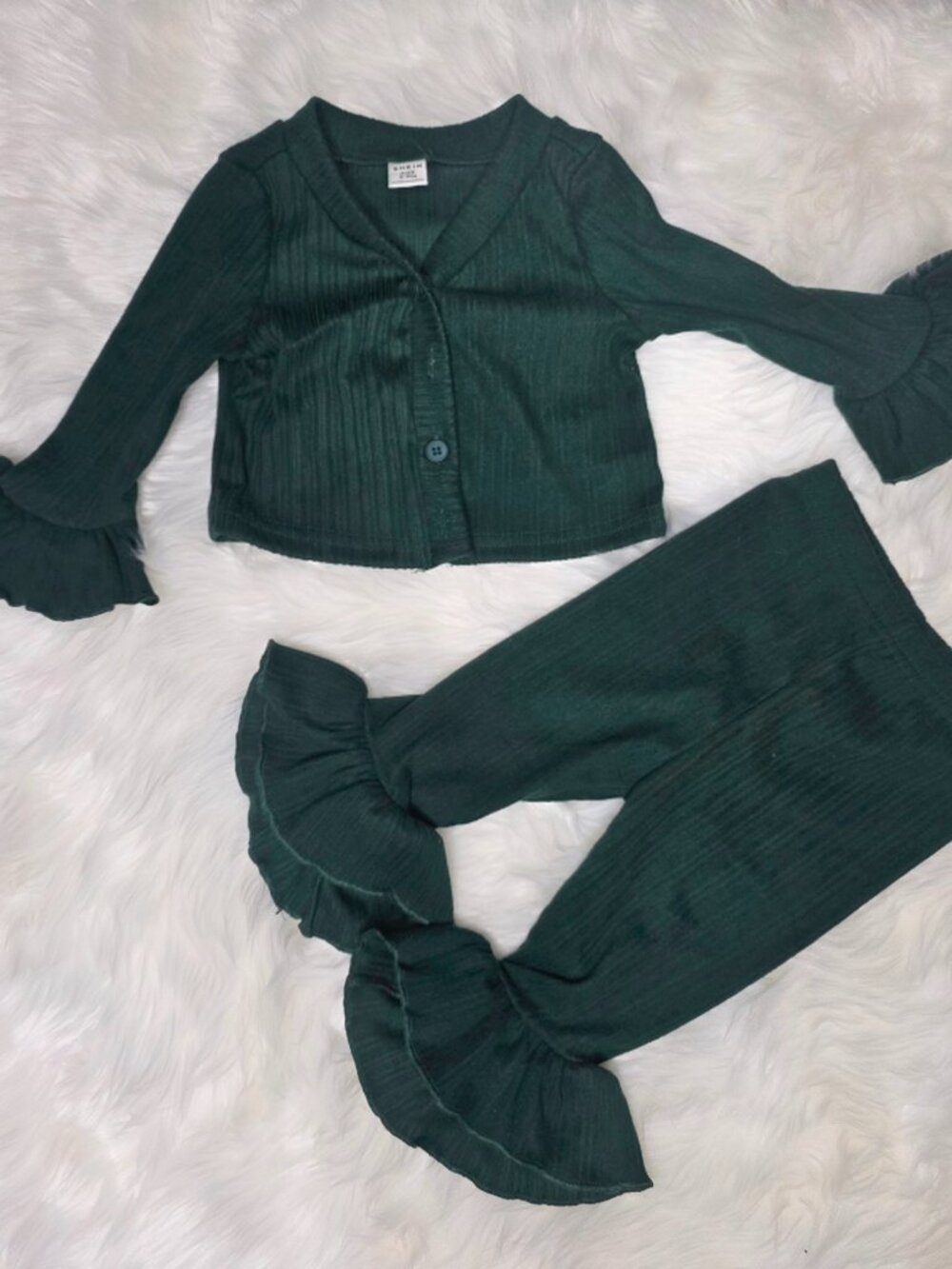 SHEIN Baby Girl Forest Green Ruffle 2 Piece Set 6-9M